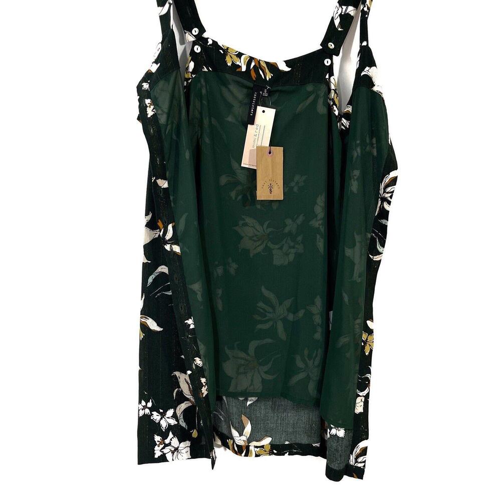 Knot Sisters Women’s Size Small Emerald Green Lily Floral Print Button Up Dress - Picture 5 of 12